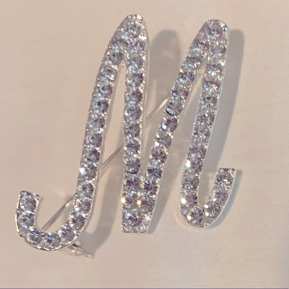 Accessories - M crystal initial pin/brooch